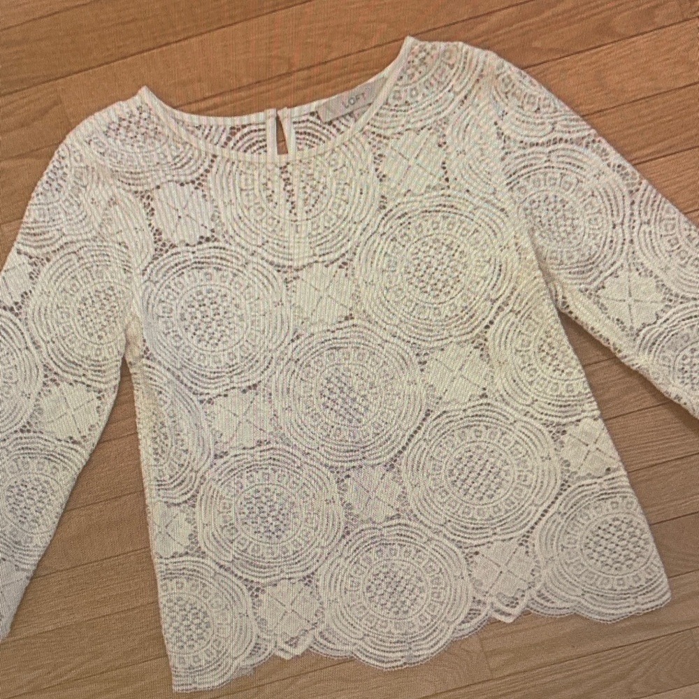 LOFT Cream Circular Lace Blouse
